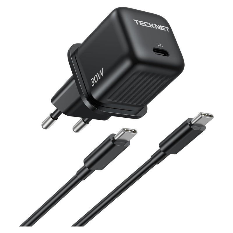 TECKNET 30W USB C Ladegerät, PD 3.0 Schnellladegerät und 2M Type C Ladekabel für Samsung Galaxy