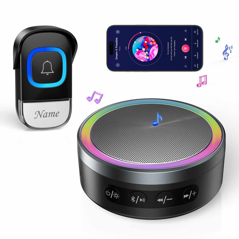 TECKNET Kabellose Klingel und tragbarer RGB-Bluetooth-Lautsprecher