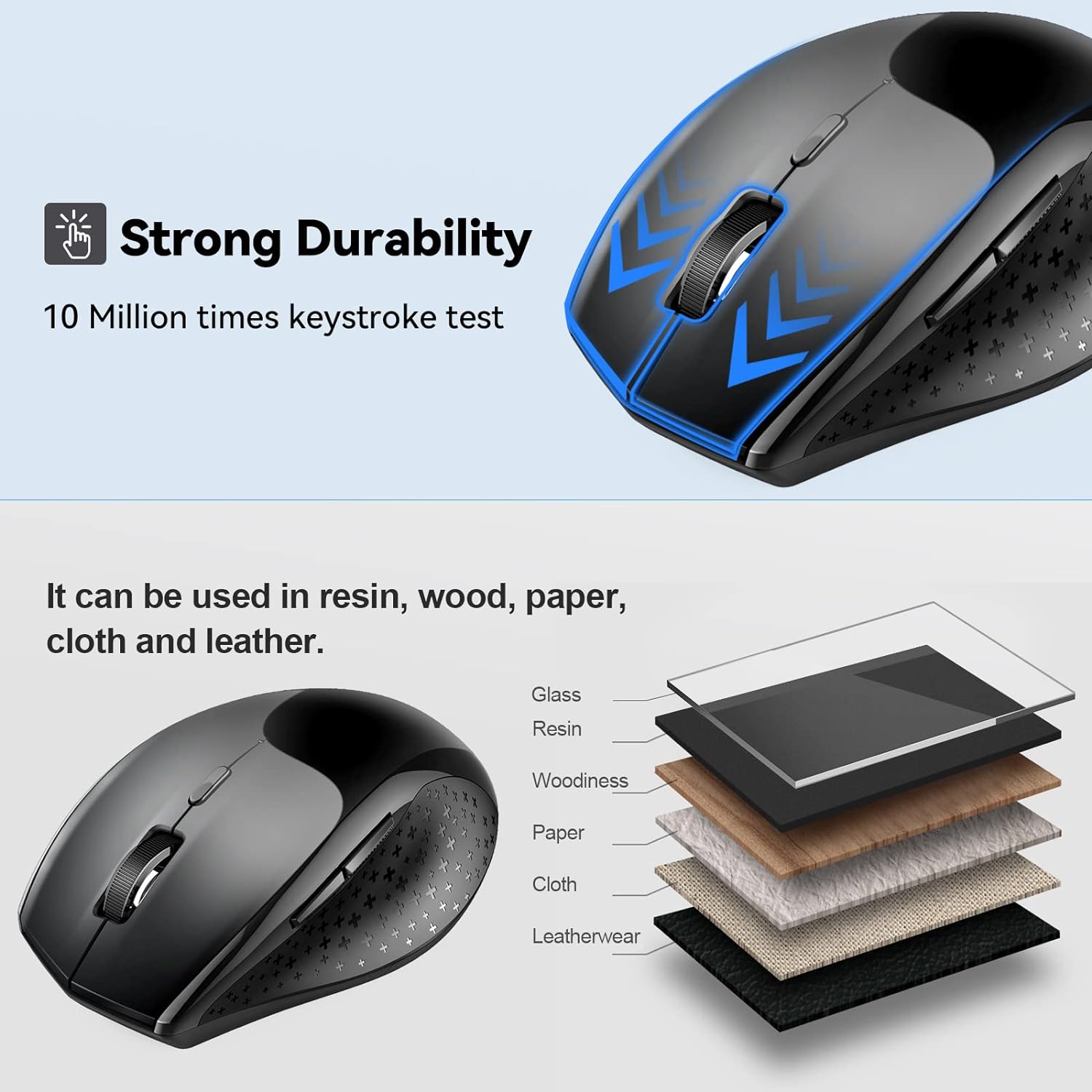 TECKNET Maus Kabellos, 3200 DPI Maus Kabellose Bluetooth Mouse 6 Verstellbare DPI Level