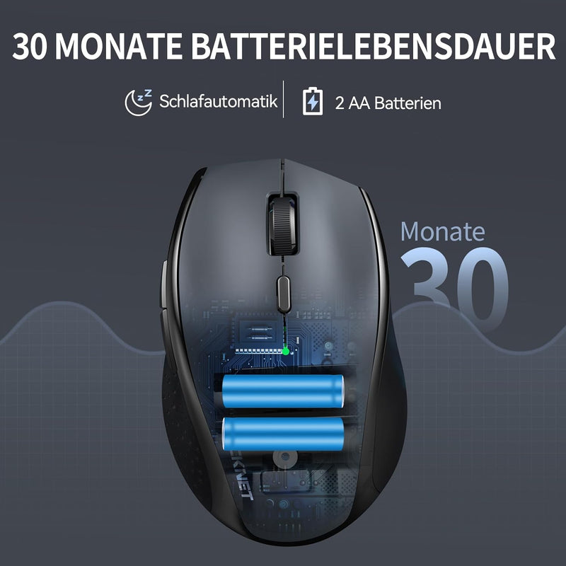 TECKNET Maus Kabellos, Bluetooth Maus 3200 DPI