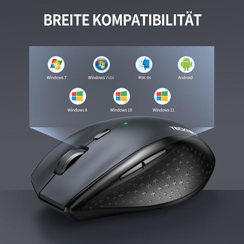 TECKNET Maus Kabellos, Bluetooth Maus 3200 DPI