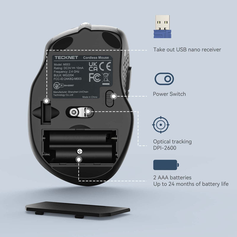 TECKNET Pro 2.4G 2600 DPI Wireless Mouse