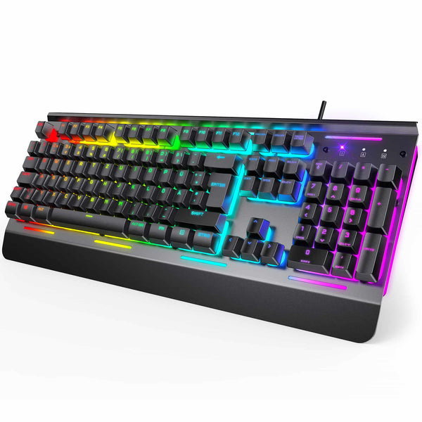 TECKNET RGB Gaming-Tastatur für PC, Membrantastatur mit 105 Tasten im deutschen Layout (QWERTZ)