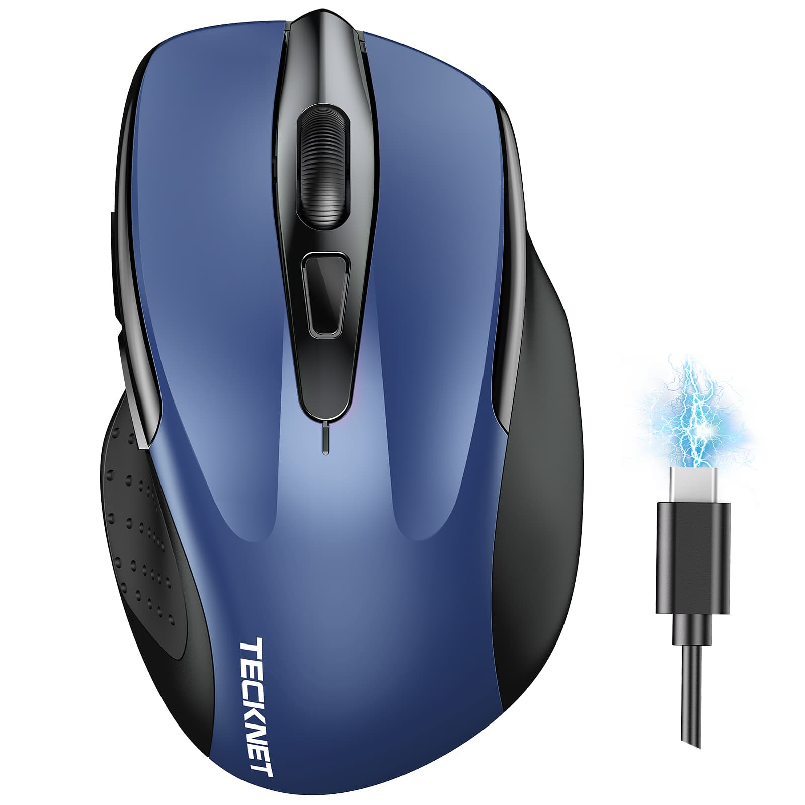 TECKNET Silent Bluetooth-Maus, kabellose wiederaufladbare Maus(Tri-Mode: BT 5.0/3.0+2.4G), 4800 DPI einstellbar