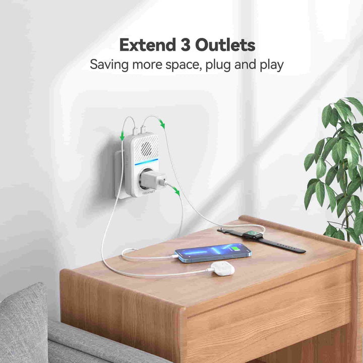 TECKNET Wireless Bell Battery-Free with EU Socket and USB, IP65 Waterproof