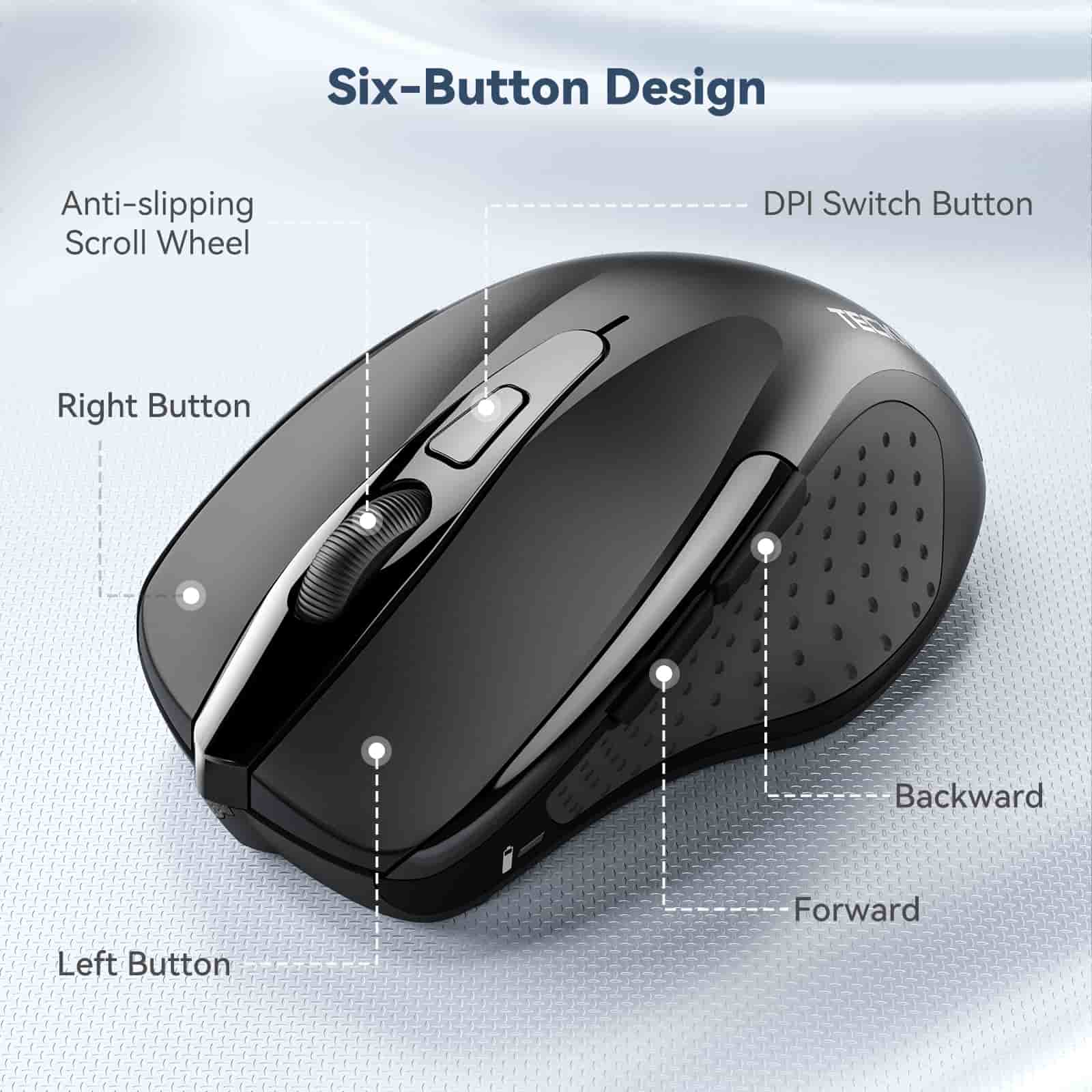 TECKNET Kabellose Maus, leise kabellose Maus, ergonomisch, 4000 DPI optische Tracking