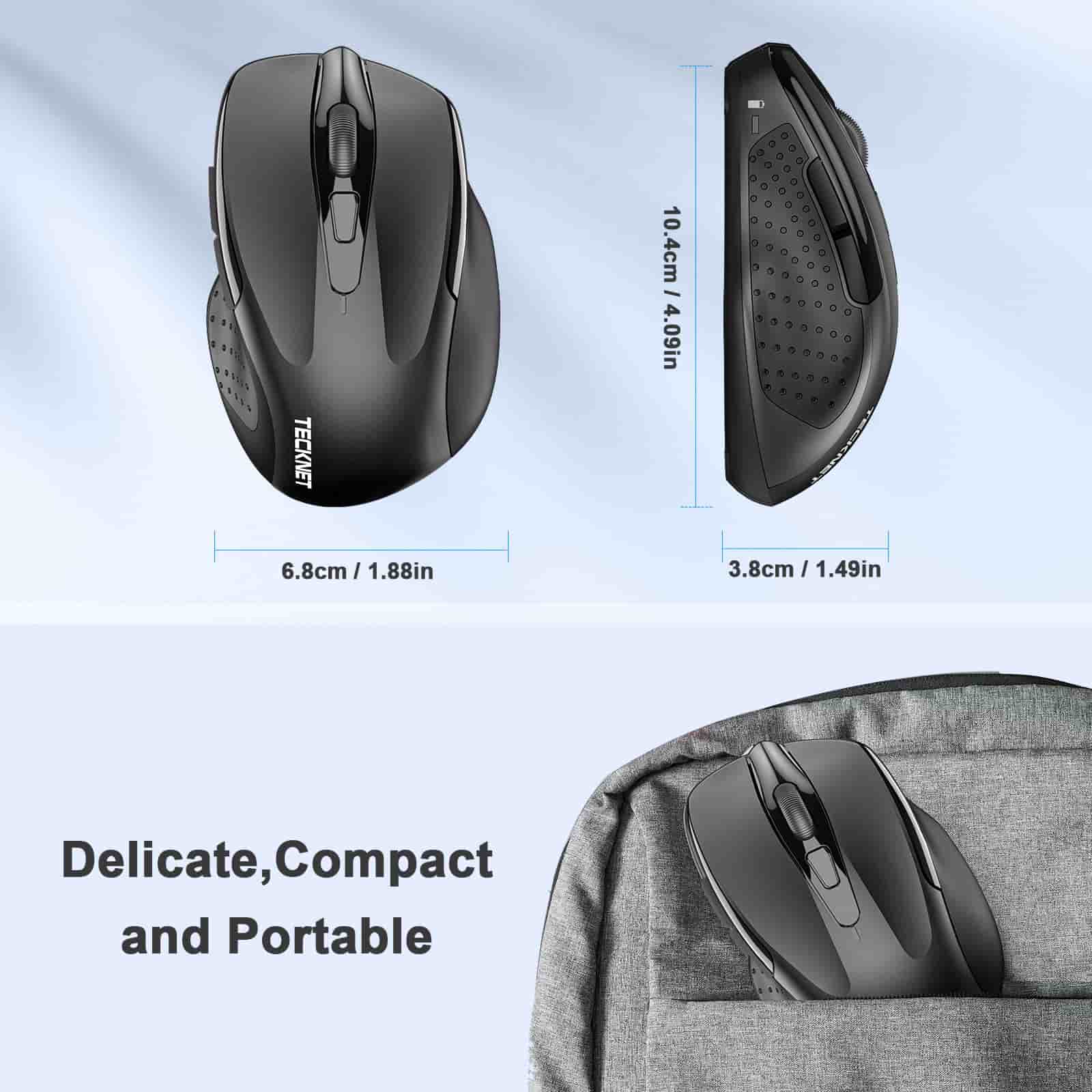 TECKNET Kabellose Maus, leise kabellose Maus, ergonomisch, 4000 DPI optische Tracking