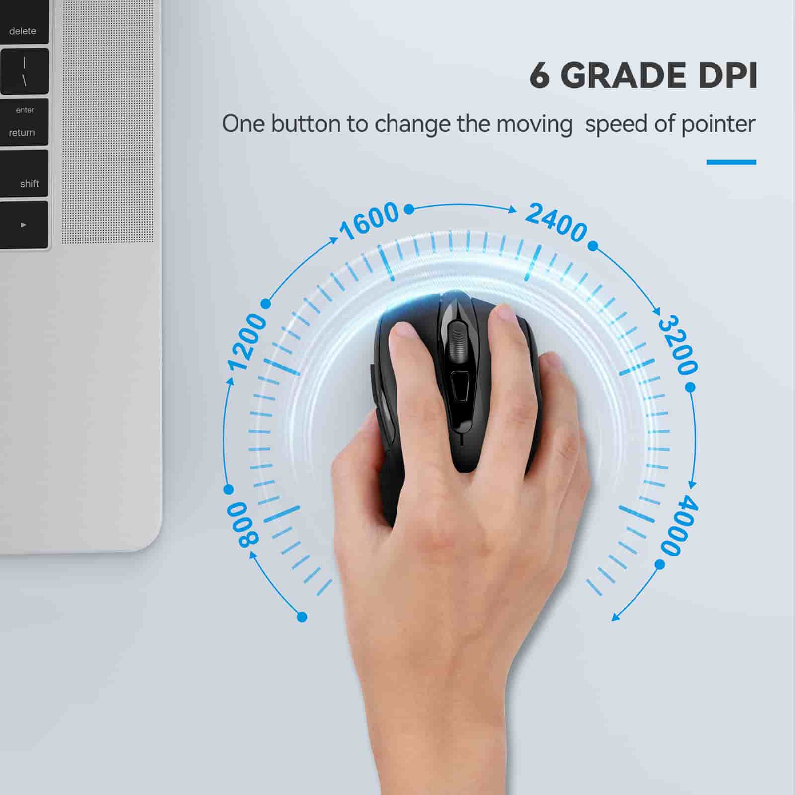 TECKNET Kabellose Maus, leise kabellose Maus, ergonomisch, 4000 DPI optische Tracking