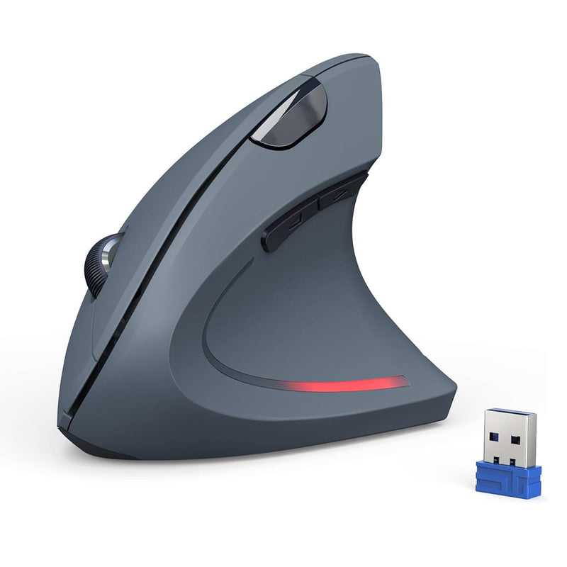 TECKNET Wireless Vertikale Ergonomische Maus, 6 Tasten Kabellose Optische Maus 4800DPI