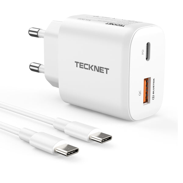 TECKNET 45W USB C ladegerät, 2-Port (1 USB C+1 USB) GAN Ⅲ Netzteil