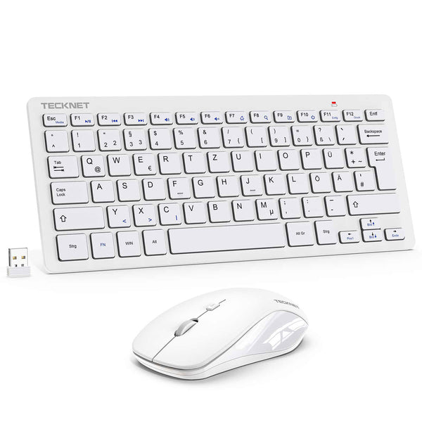 TECKNET Kabelloses Tastatur Maus Set, 2.4 GHz Funk Mini Tastatur Mouse, 15m Reichweite Wireless Verbindung