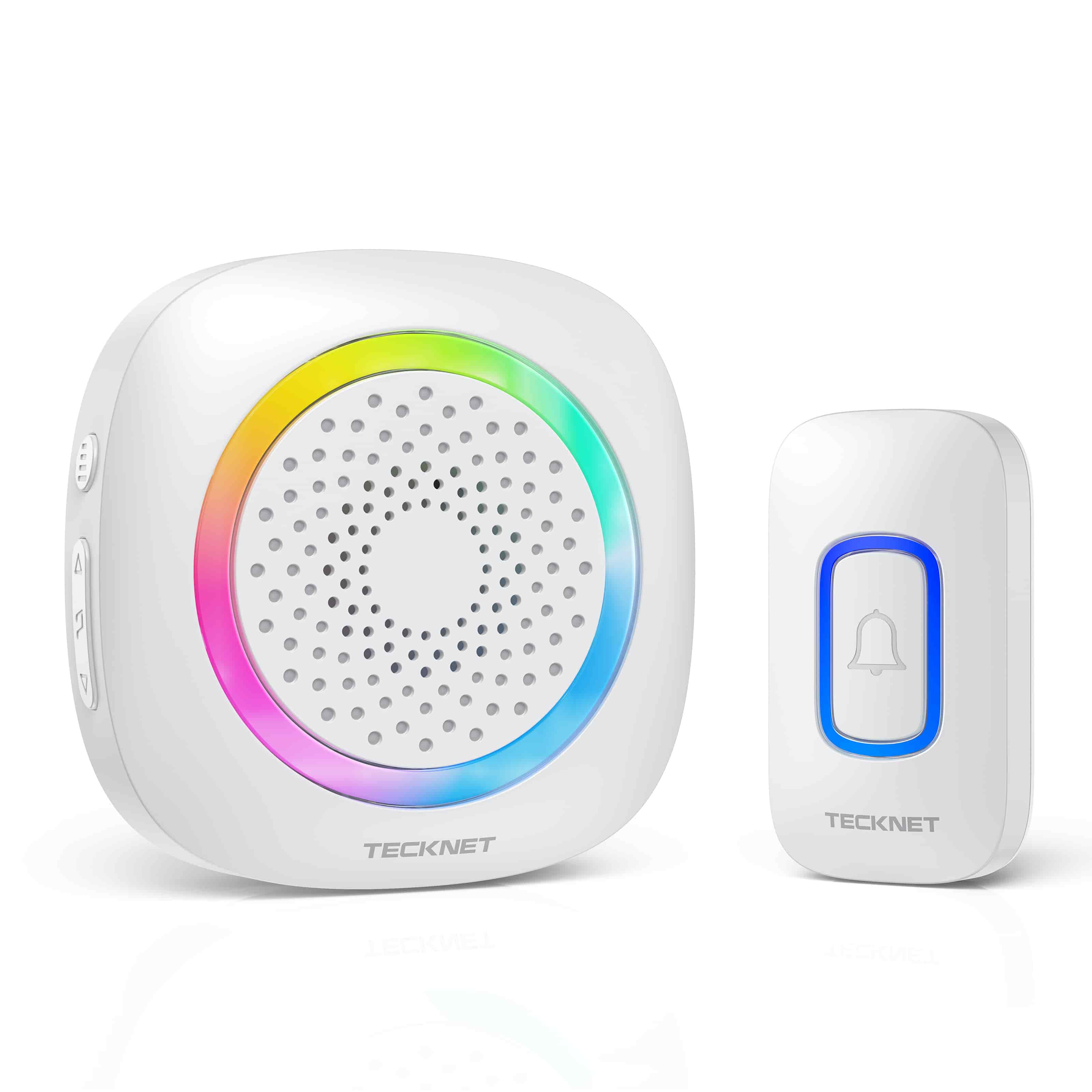 TECKNET Funkklingel, Kabellose Türklingel Batteriebetrieben mit RGB Licht 60 Melodien