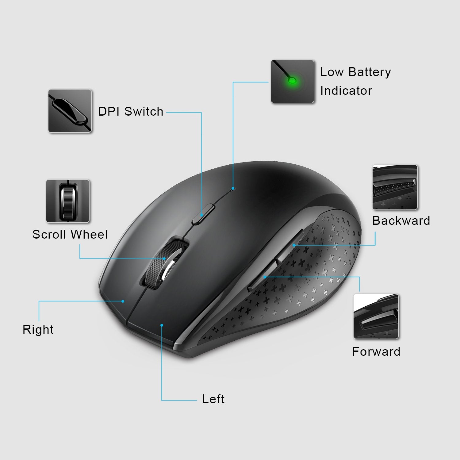 TECKNET 2.4G 3000 DPI Wireless Mouse With Nano Receiver Quiet Mice - smartekbox