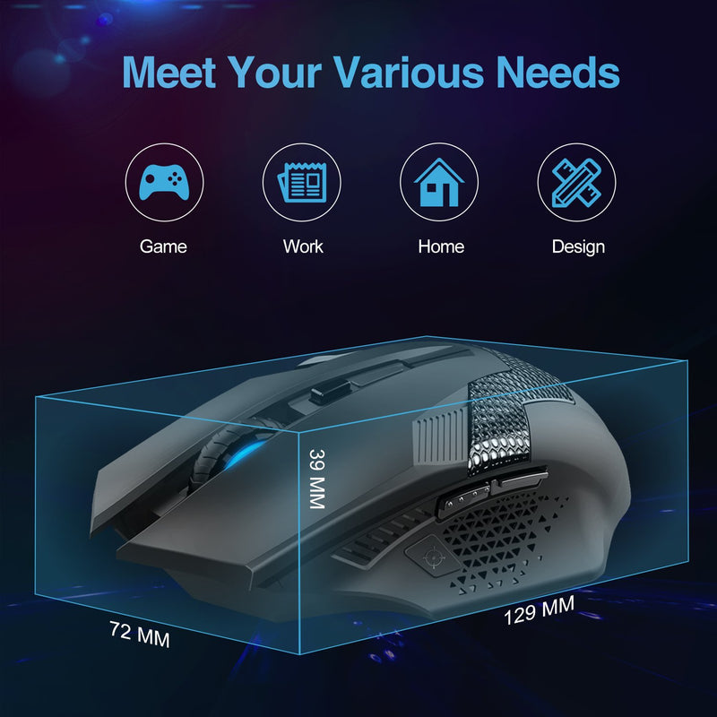 TECKNET 2.4G 4800DPI USB Wireless Optical Gaming Mouse, 8 Buttons - smartekbox